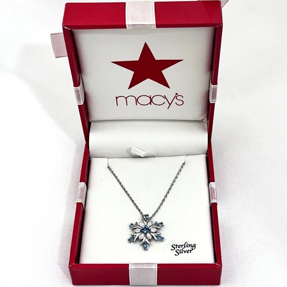 Kaleidoscope Sterling Snowflake Necklace w/Swarovski Crystals - New in Box - Picture 1 of 12